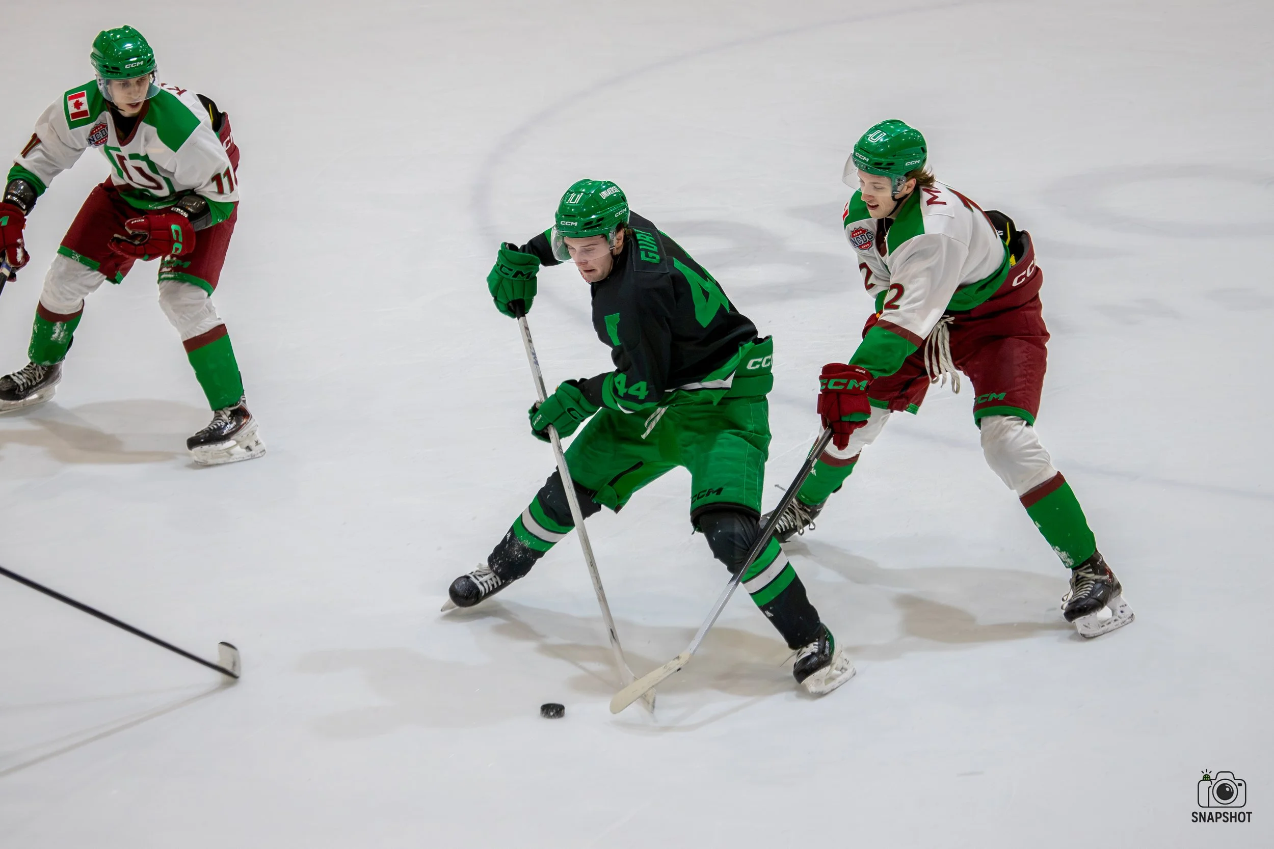 Fighting for puck