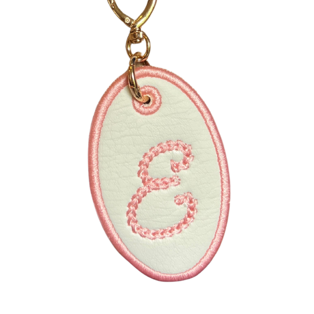 ELEGANT INITIAL EMBROIDERED BAG TAG