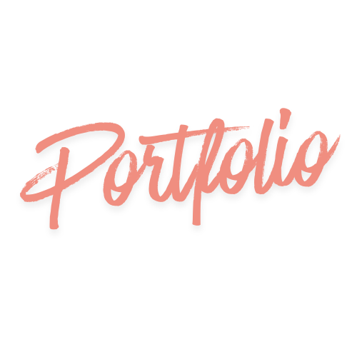 The image features the word "Portfolio" written in pink cursive font on a black background.