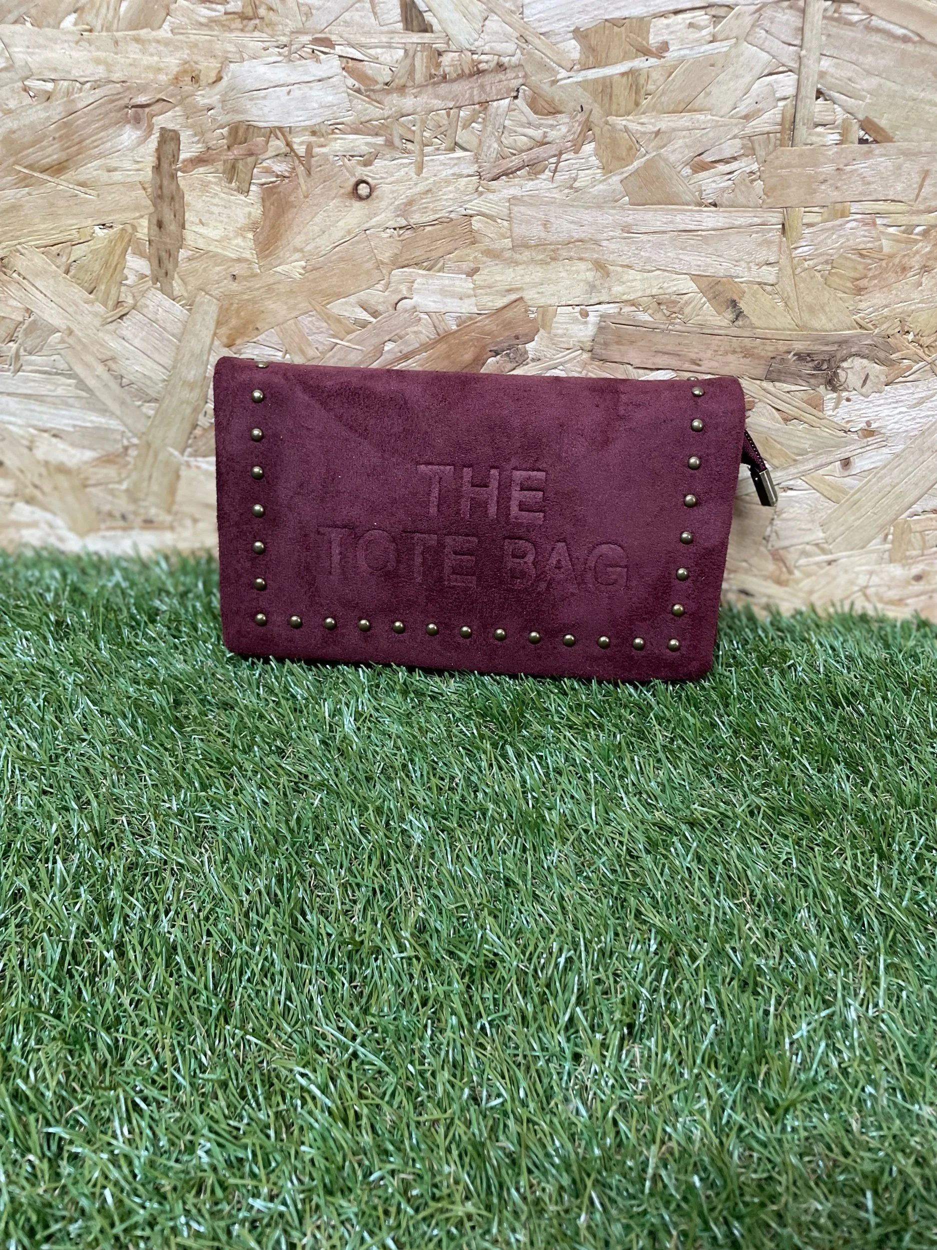 Faux Suede Tote Bag with Studded Detailing