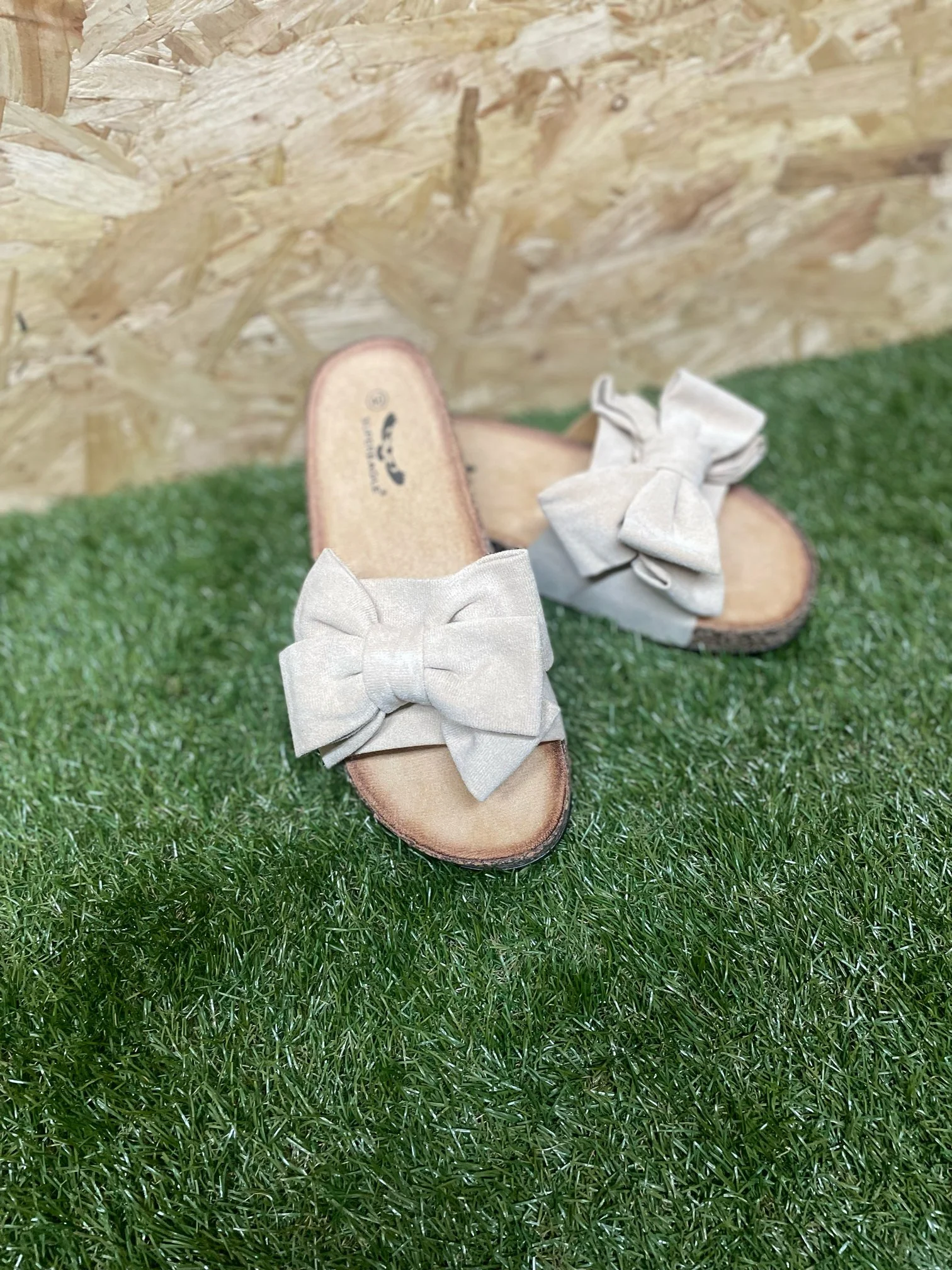 Beige Bow Sandals