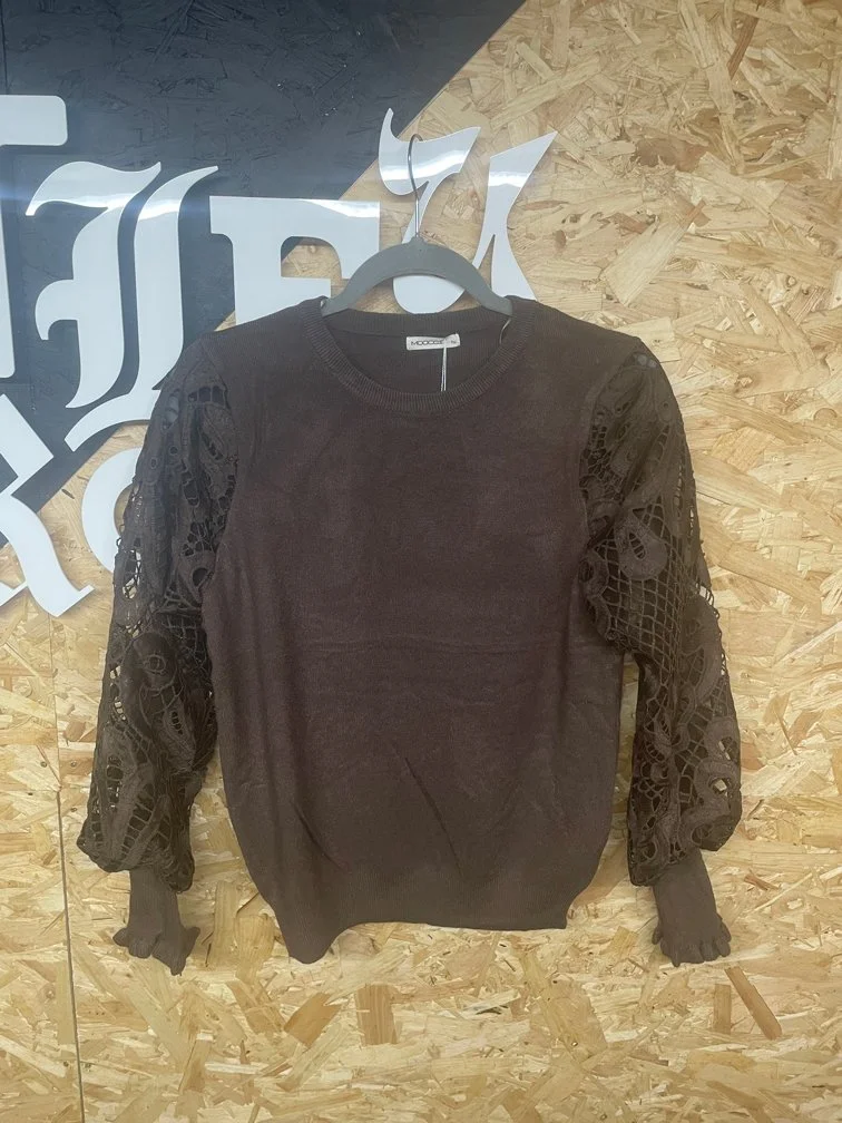 Brown Crochet Long Sleeve Jumper