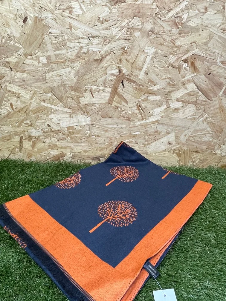 Navy & Orange Tree of Life Scarf