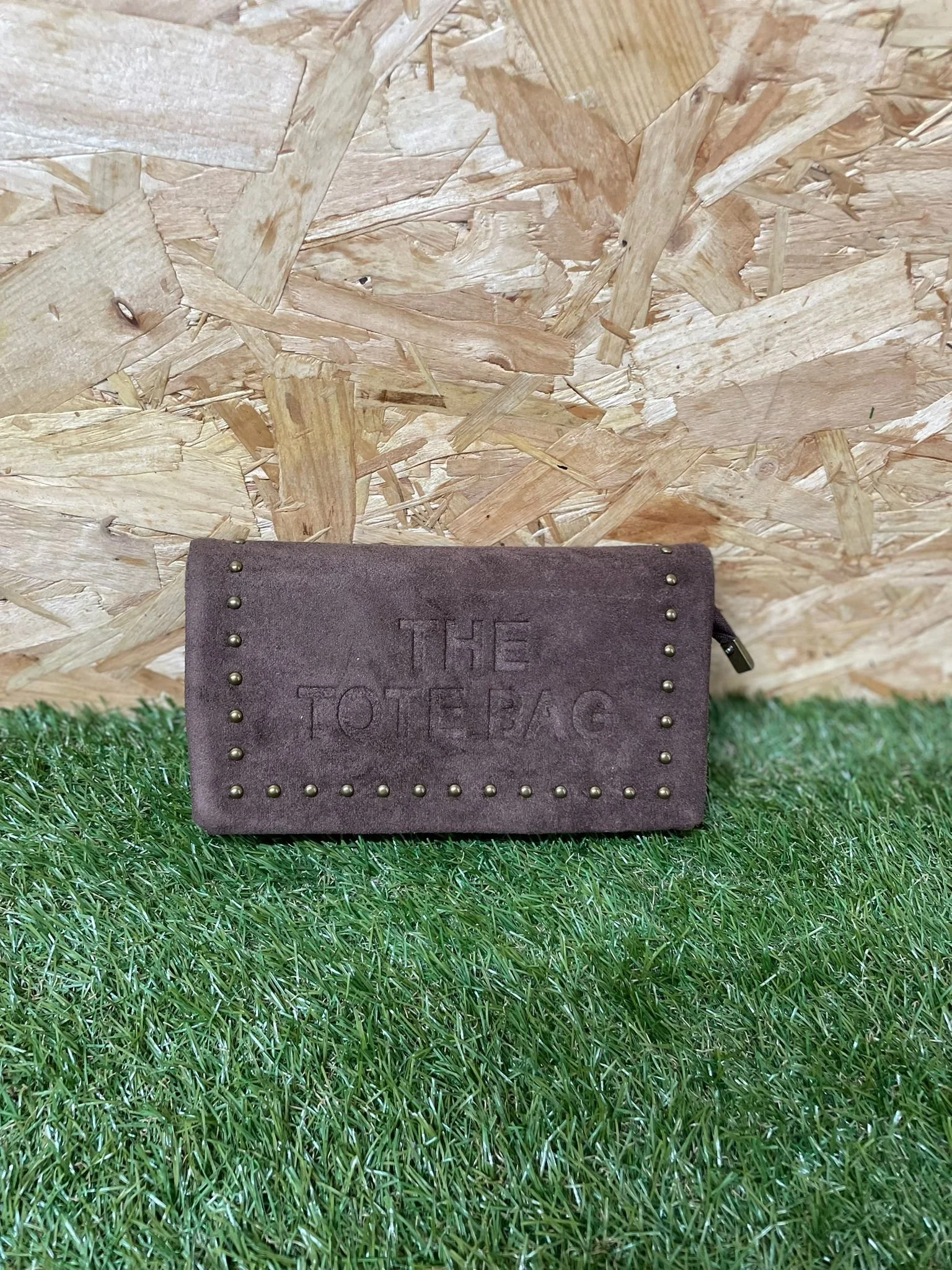 Faux Suede Tote Bag with Studded Detailing