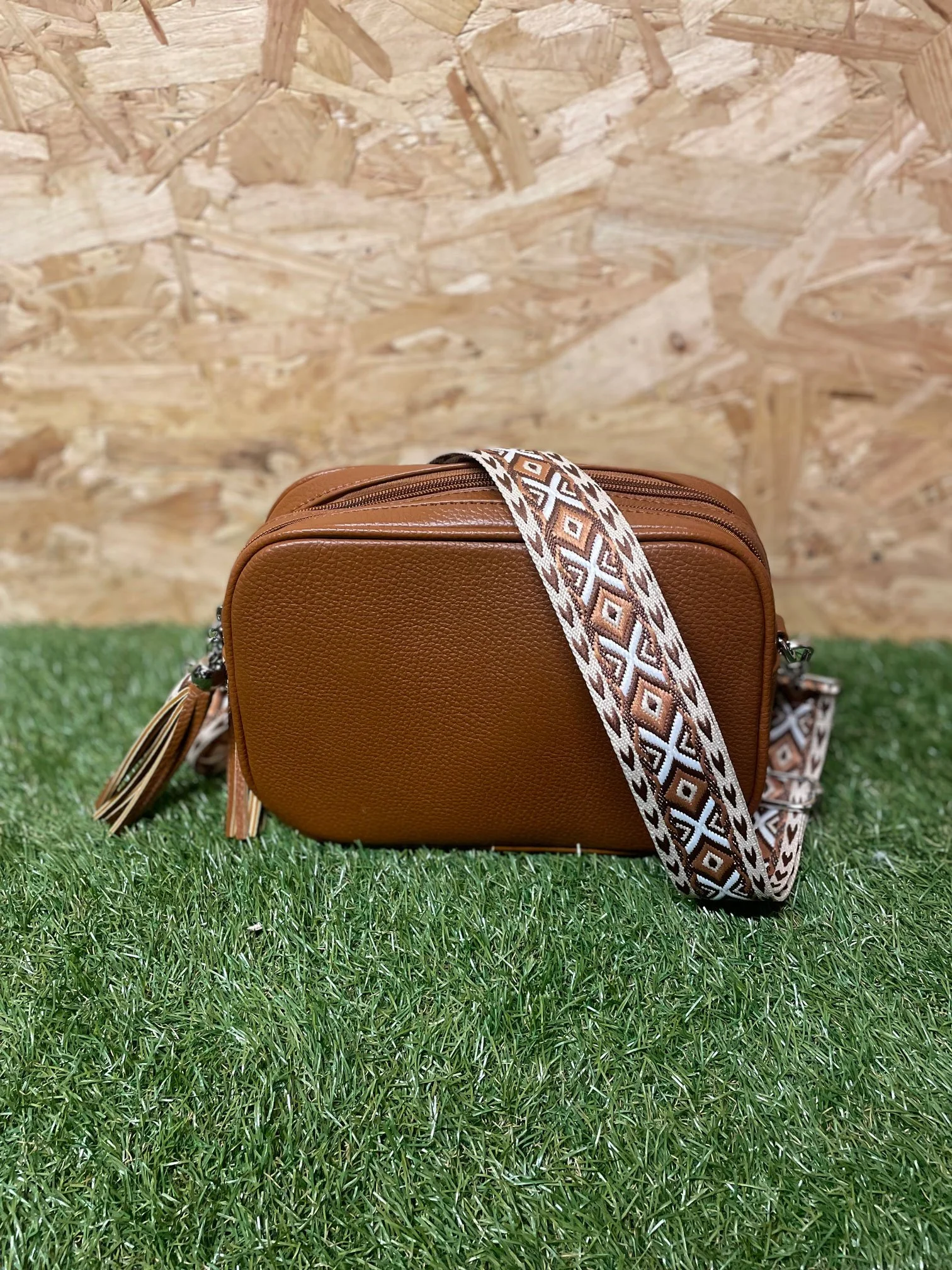 Double Zip Crossbody Tassel Bag