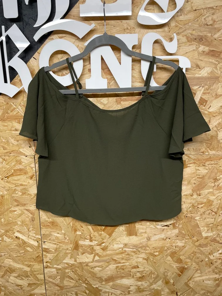 Chic Off-Shoulder Khaki Top