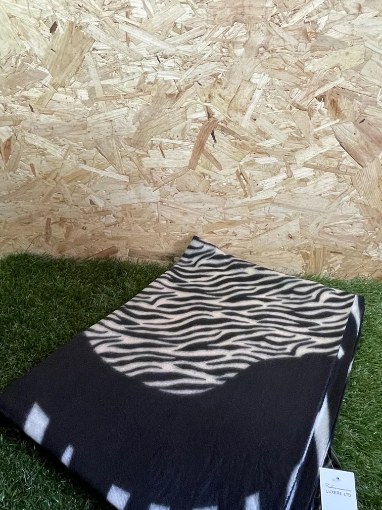 Zebra Print Scarf with Tassel Hem