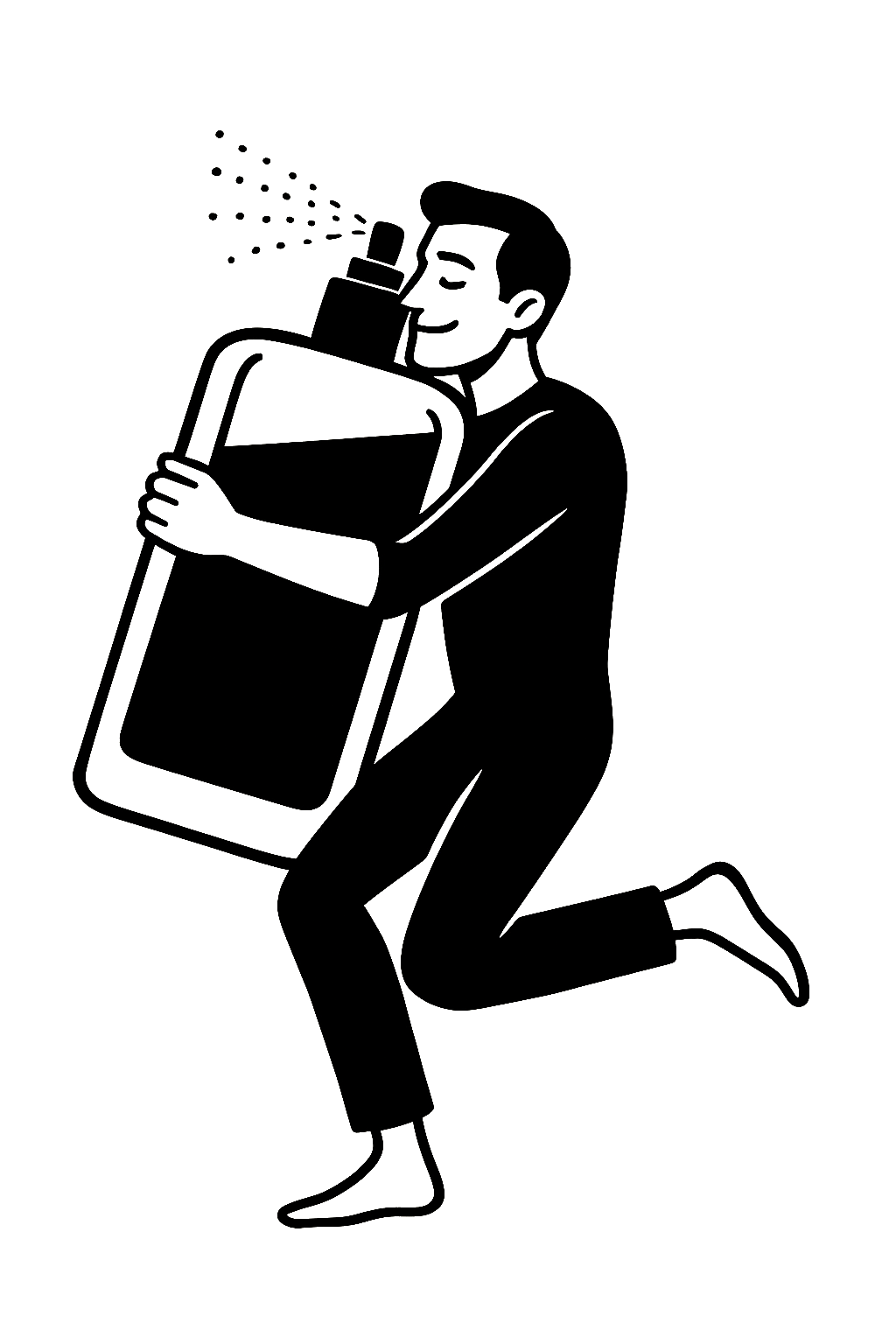 A person kneeling while holding a bucket and pouring water over their head.