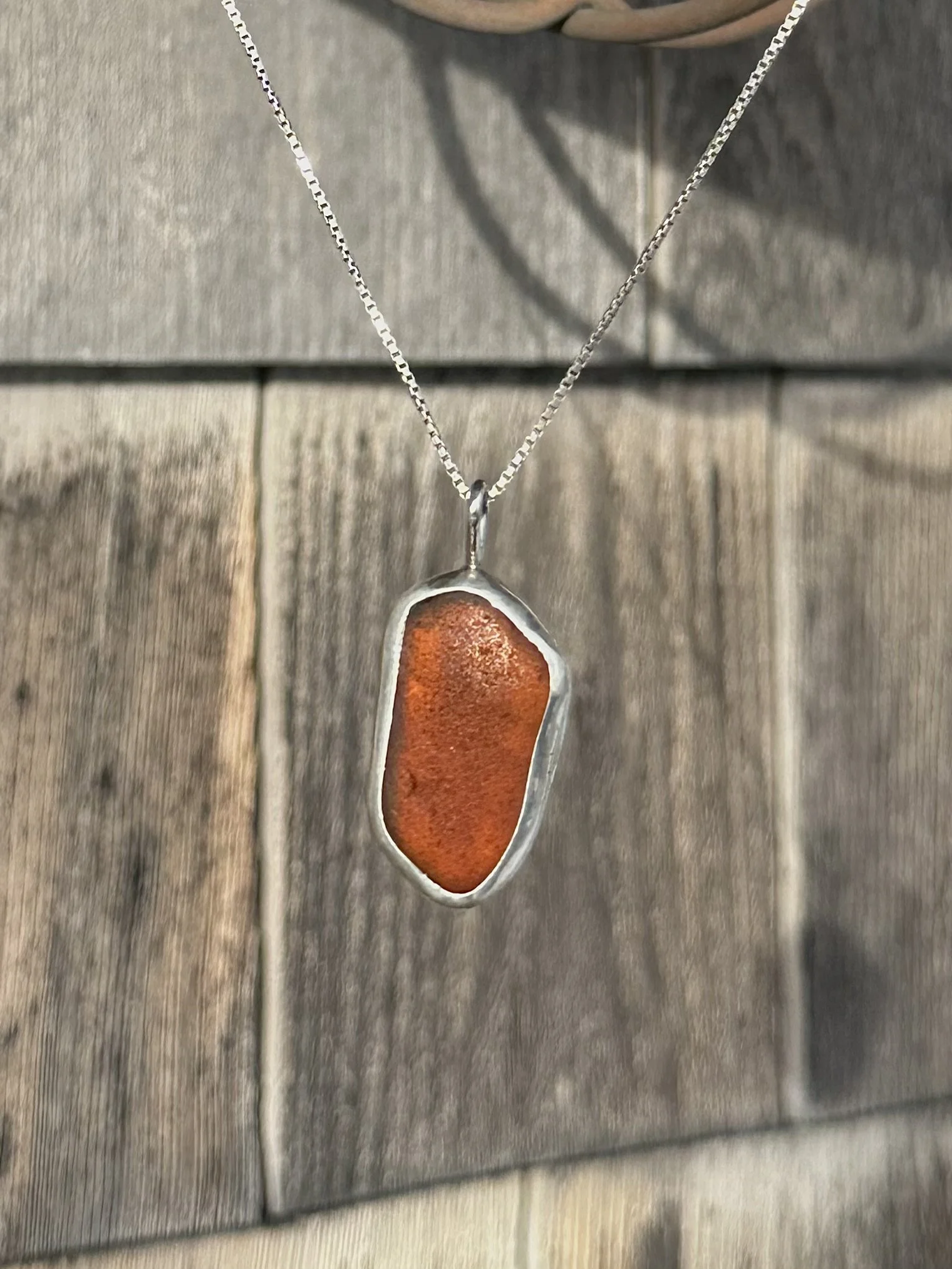 Sea Glass Necklace - Brown Spiral