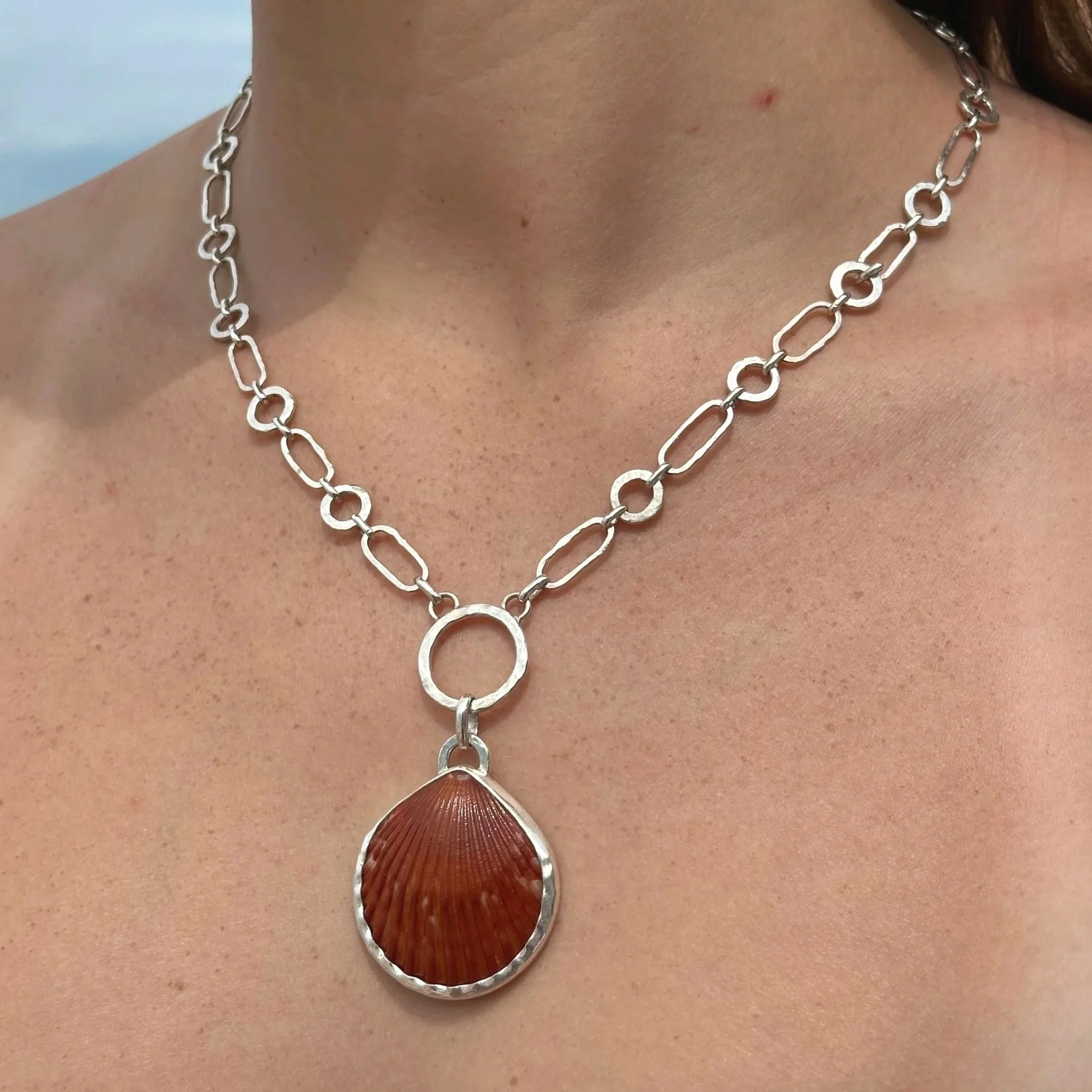Chunky Handmade Chain - Red Scallop