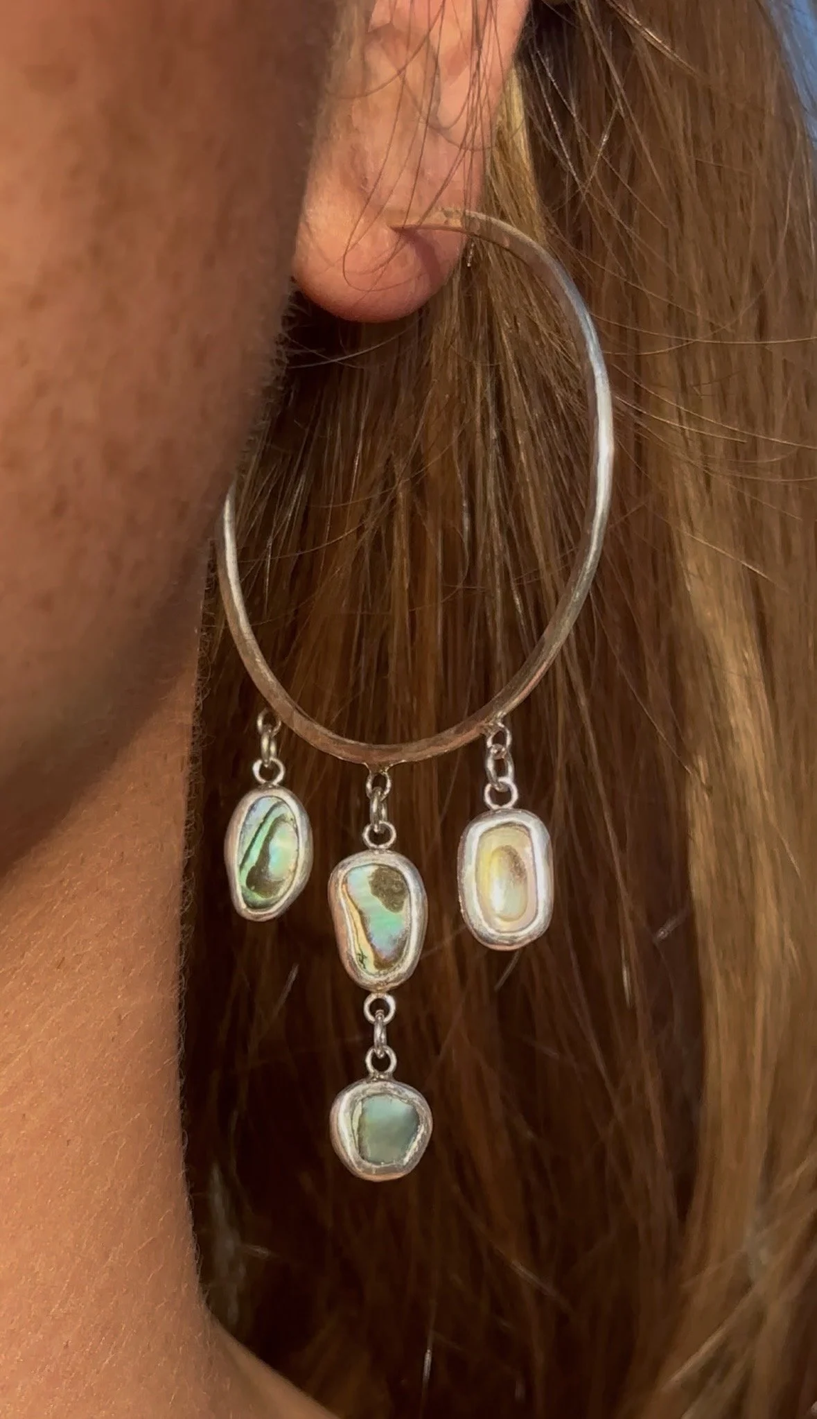 Abalone Chandelier Hoops