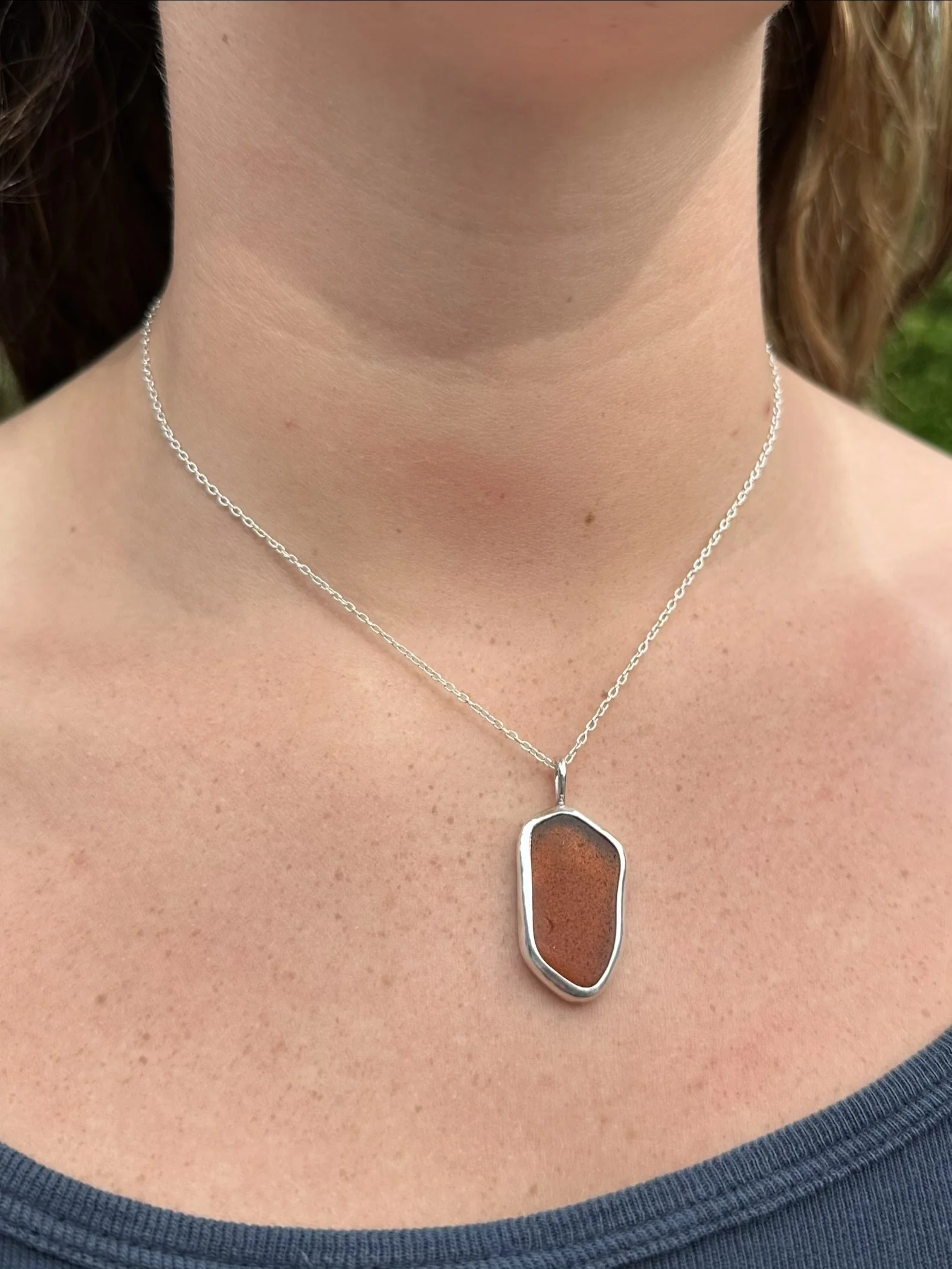 Amber Swirl Sea Glass Necklace