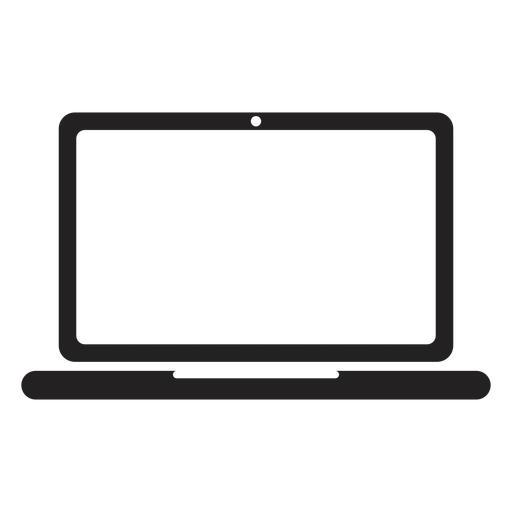 Silhouette of a laptop computer with a blank screen.