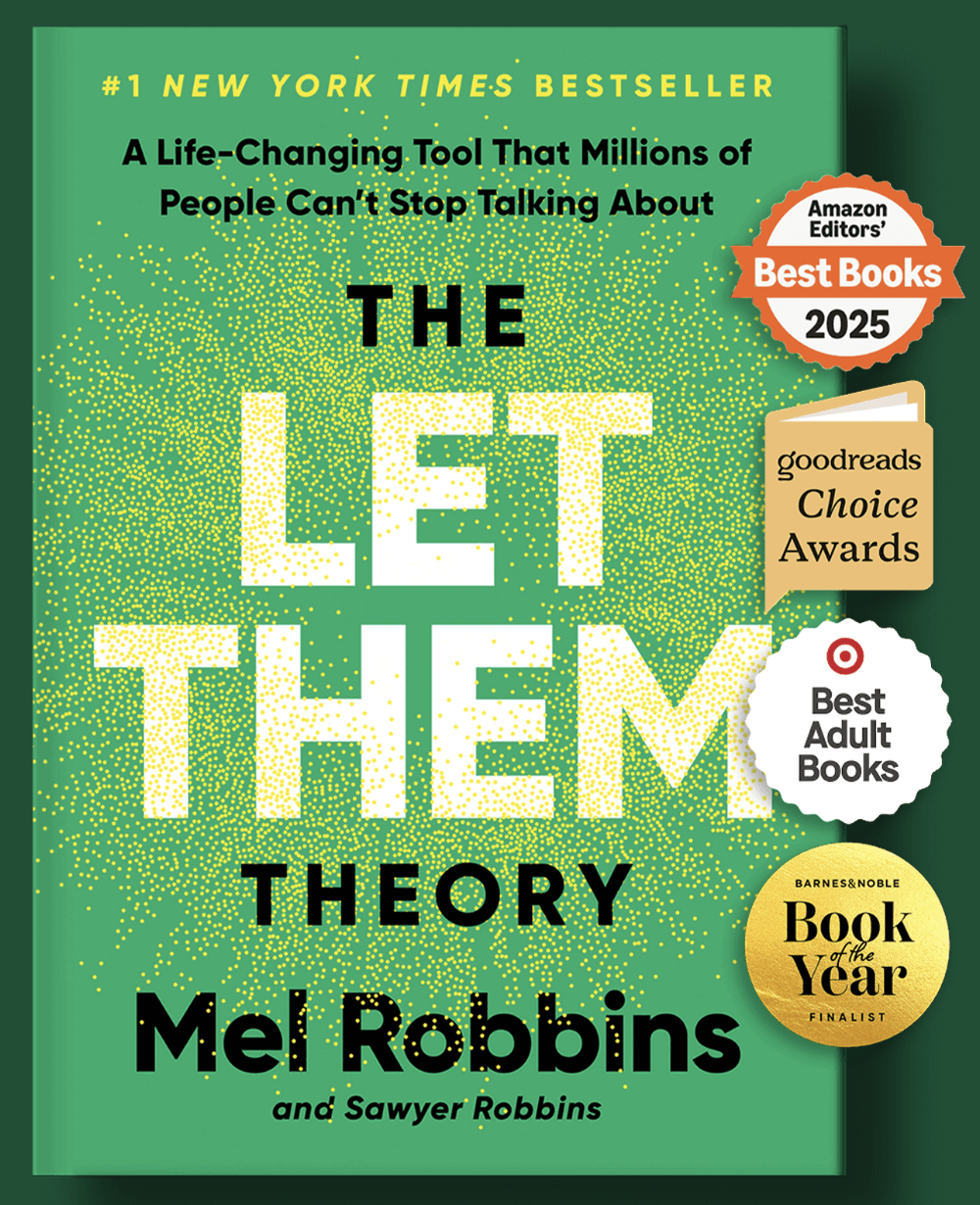 Cover of the book titled 'The Lipstick Effect' by Mel Robbins and Sawyer Robbins, featuring green background with yellow dots, and various award and recognition badges.