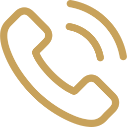 Gold phone receiver icon on a black background