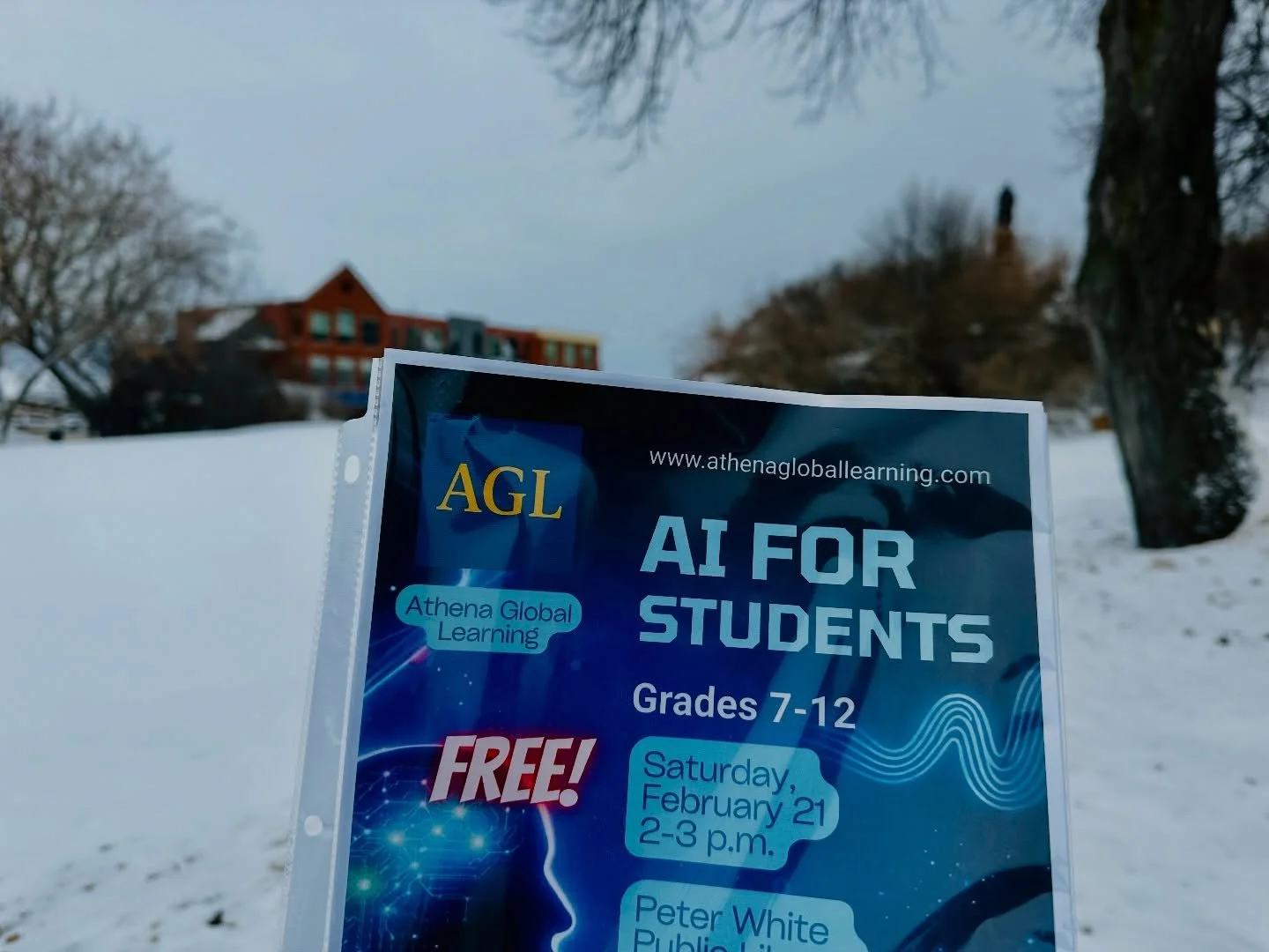 Athena Global Learning (AGL) has been out and about in Marquette this week, putting up posters for our upcoming AI for Students (Grades 7&ndash;12) workshop.

As AI becomes part of everyday learning, we believe young people deserve clear, responsible