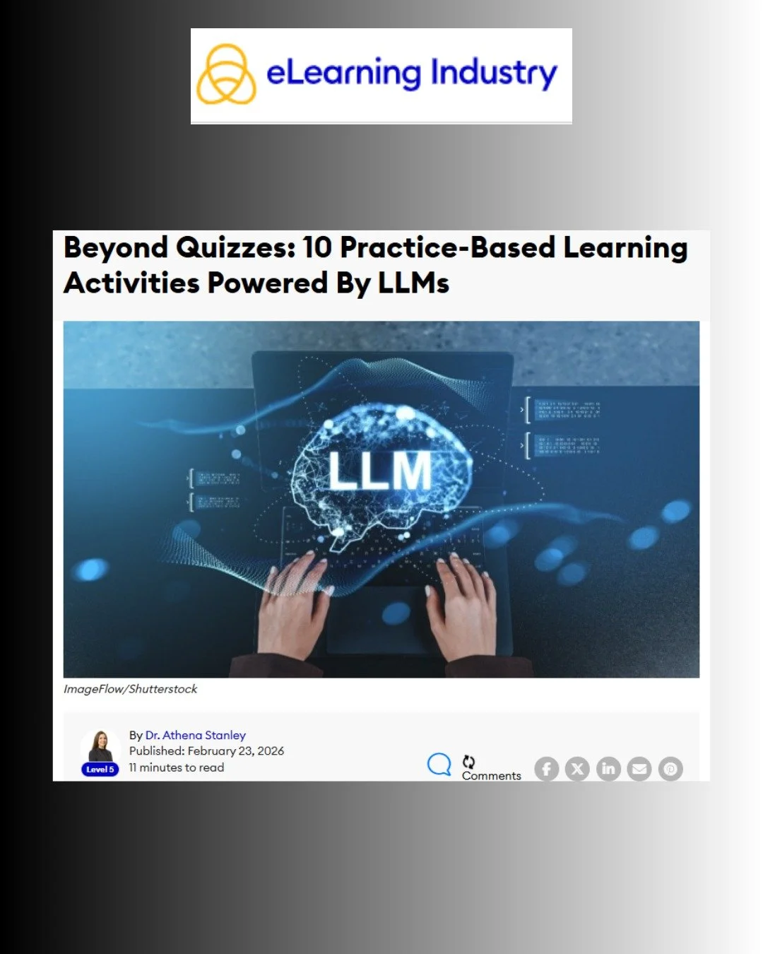 Athena Global Learning (AGL) is proud to share that our Founder &amp; CEO, Dr. Athena Stanley, has published a new article with eLearning Industry:

Beyond Quizzes: 10 Practice-Based Learning Activities Powered by LLMs

As AI becomes more integrated 