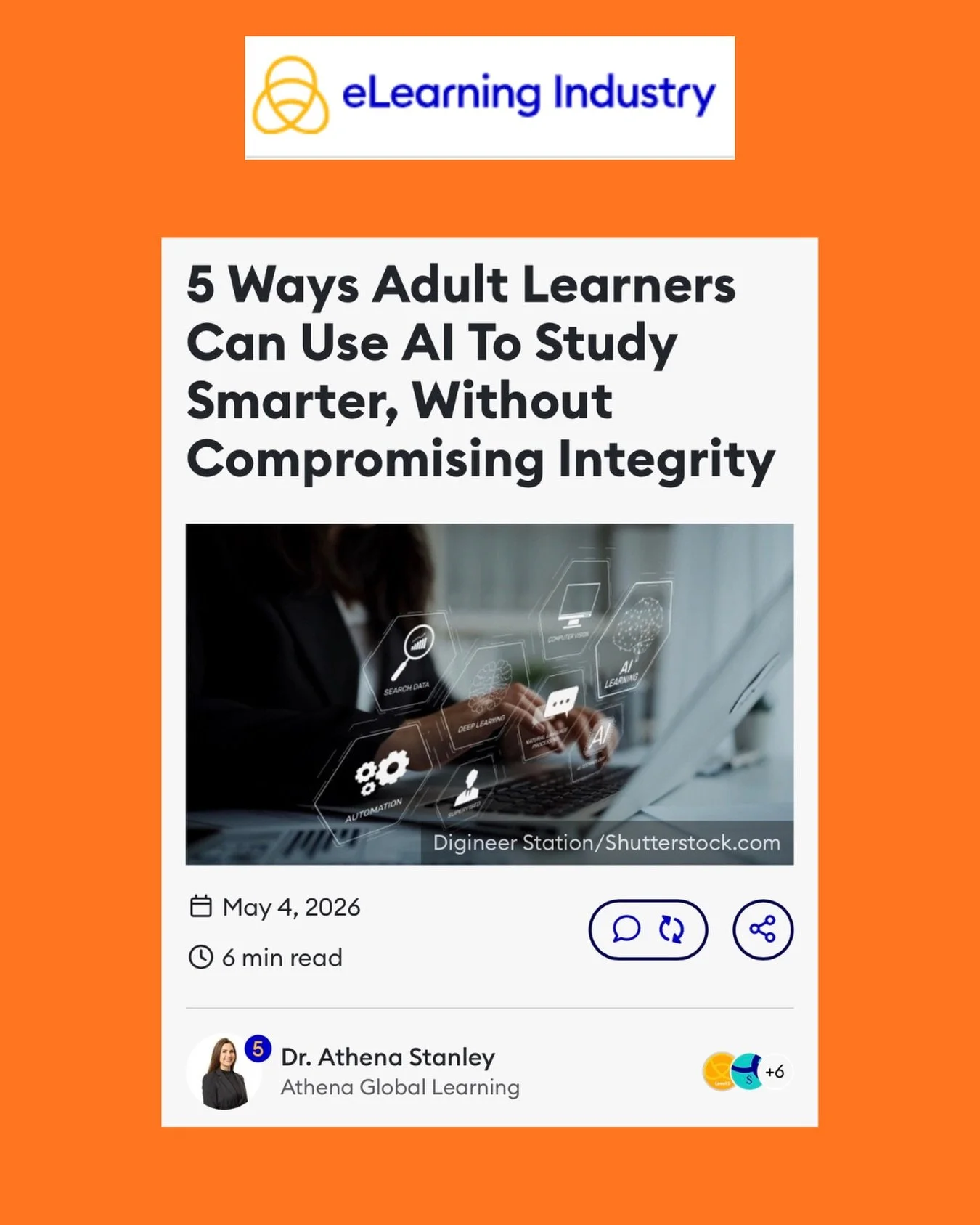 Athena Global Learning (AGL) is proud to share a new publication from our Founder and CEO, Dr. Athena Stanley:

5 Ways Adult Learners Can Use AI To Study Smarter, Without Compromising Integrity

🔗 Read the full article:
https://elearningindustry.com