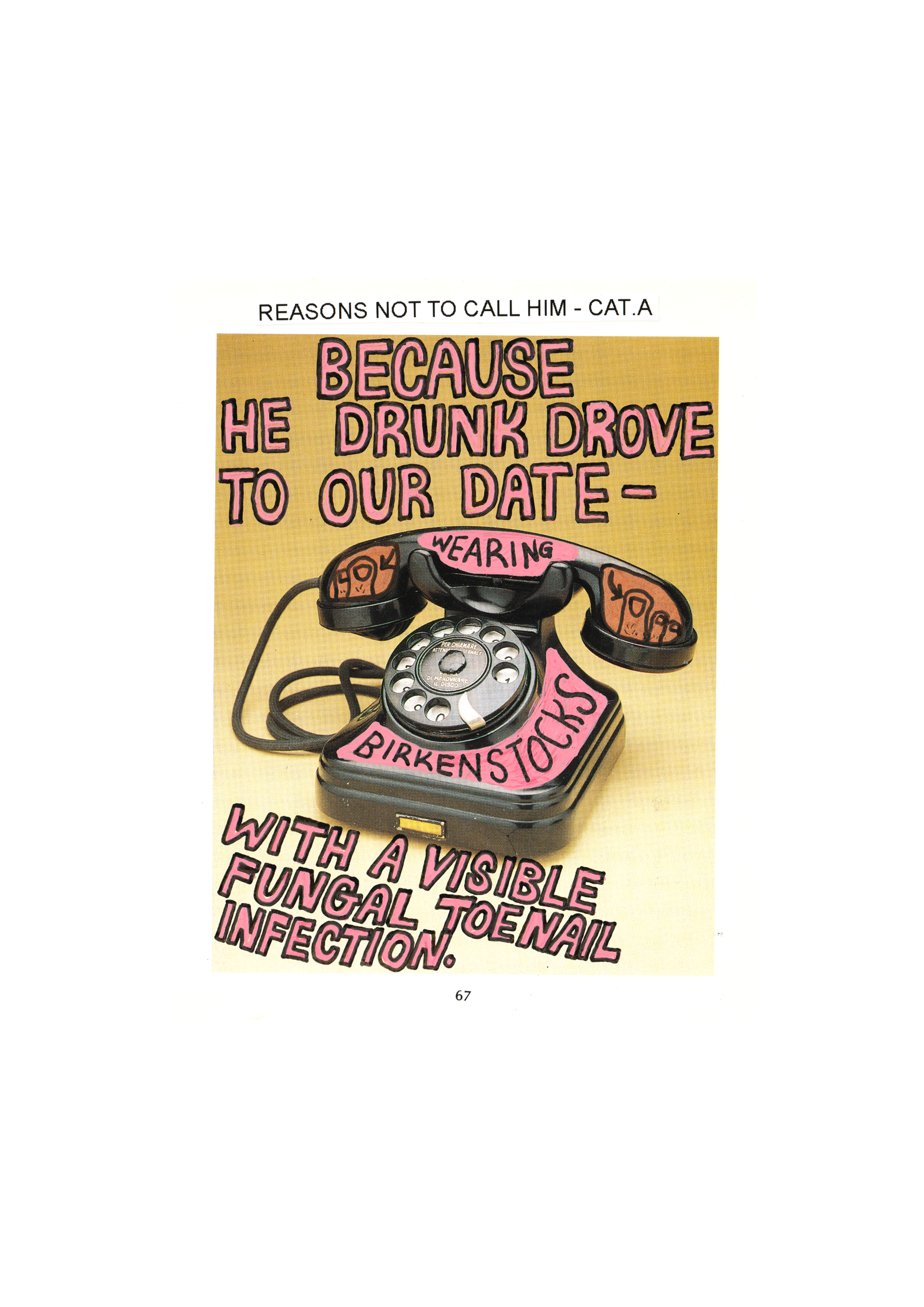 "Drunk Drove Birkenstocks" A4 Print [Reasons Not to Call Him]