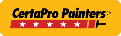 CertaPro Painters logo with black text and red stars on a yellow background.