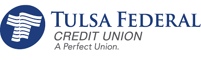 Tulsa Federal Credit Union logo with blue text and a blue shield emblem
