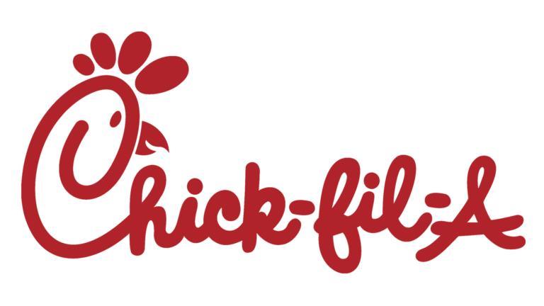 Chick-fil-A logo with red cursive text and a stylized chicken head with a comb.