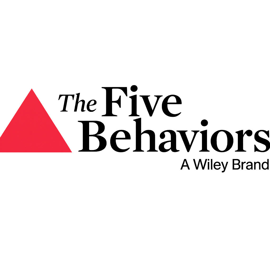 The cover of a book titled "The Five Behaviors" with a red triangle on the left and "A Wiley Brand" written below.