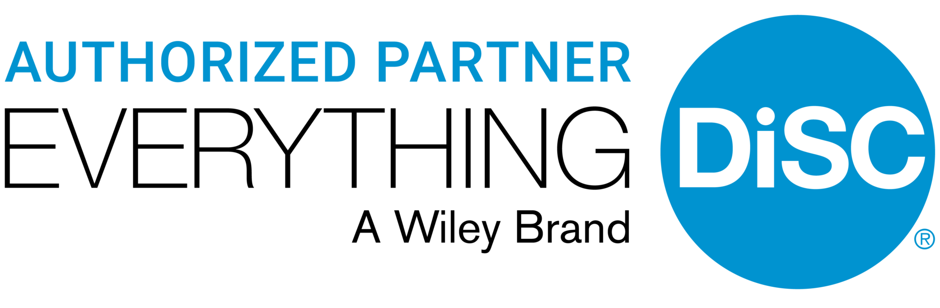 Authorized partner logo with blue and white text and a large blue circle with the word DISC inside.