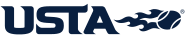 U.S. Tennis Association logo with a stylized tennis racket and ball.