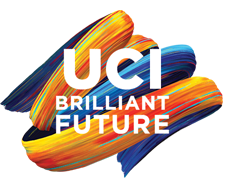 UCI Brilliant Future logo with colorful brushstrokes.