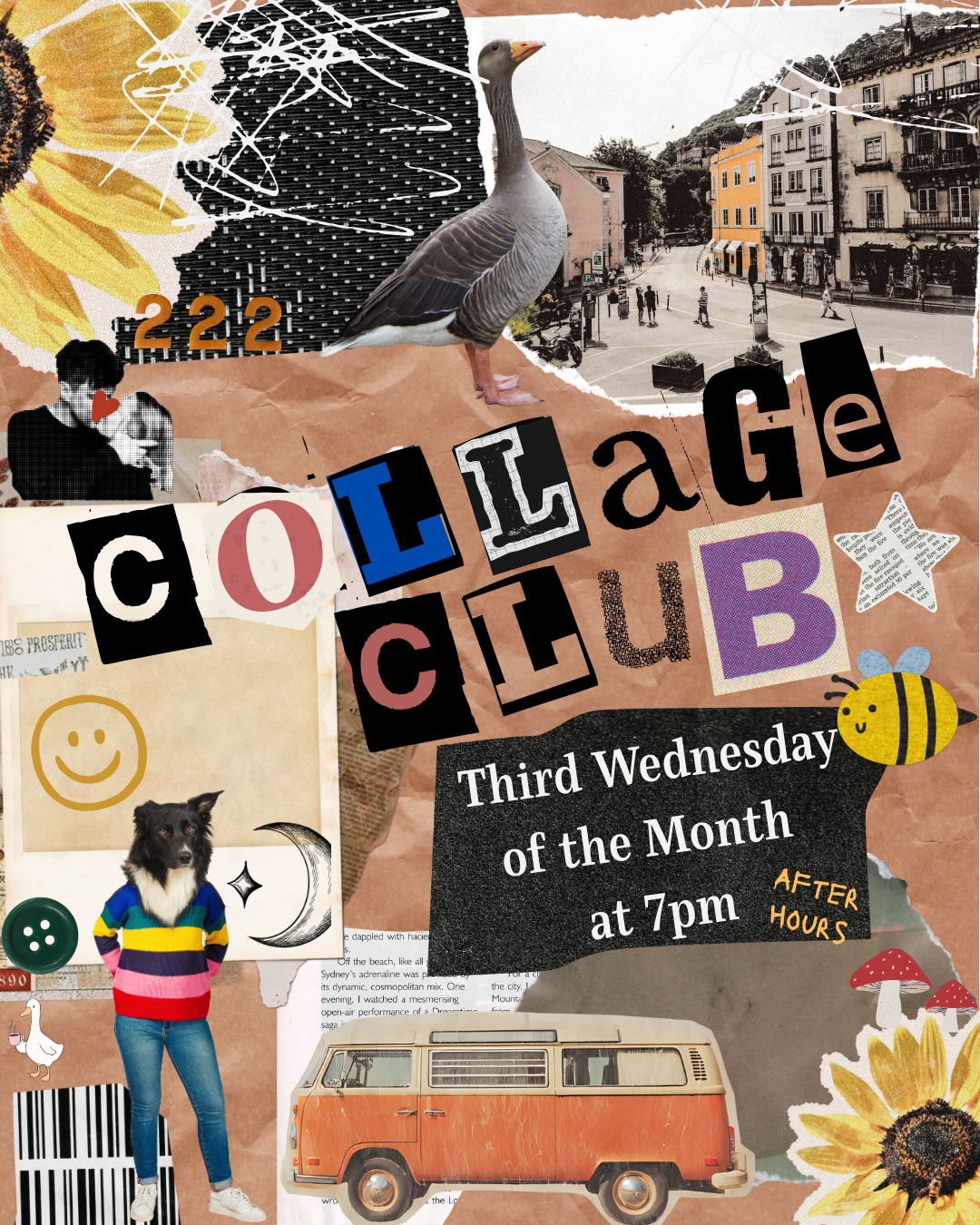 Collage Club Marlborough Ma Flyer for the Coffee Loft's community free event