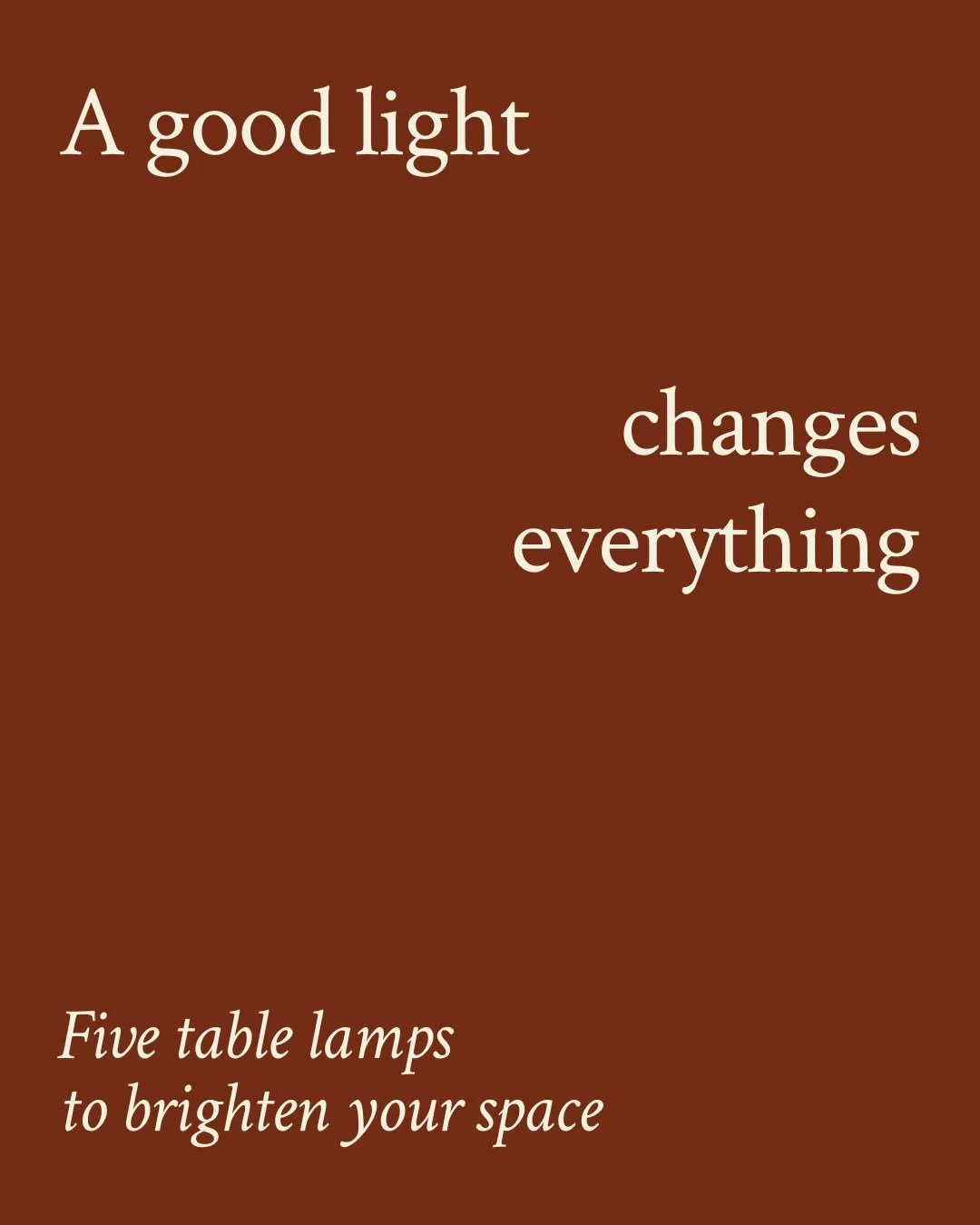 The power of a good side lamp isn&rsquo;t just in creating a cosy atmosphere, but in adding an extra layer of texture, shape, colour or pattern to a room. Think of it almost as a piece of art, contributing to the overall harmony of the space.

My fiv