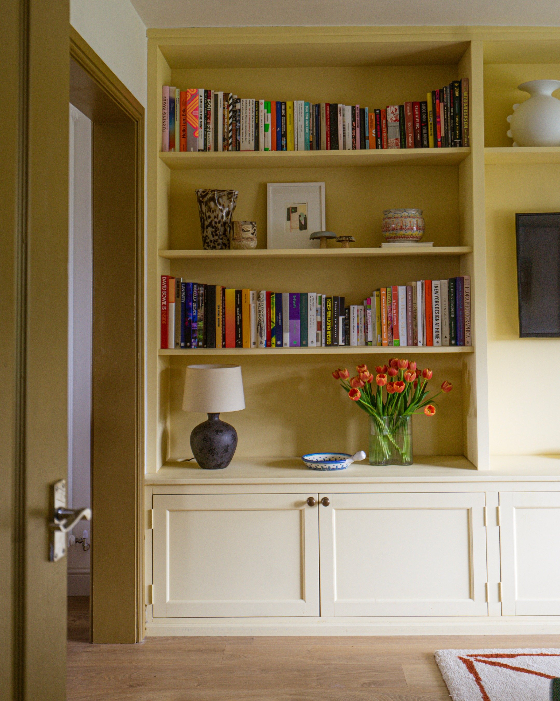 Designing full-wall media units makes me go weak at the knees every time.

There are so many ways to design one &mdash; floating shelves, integrated lighting, hidden storage, a feature material that runs floor to ceiling &mdash; and they can be the d