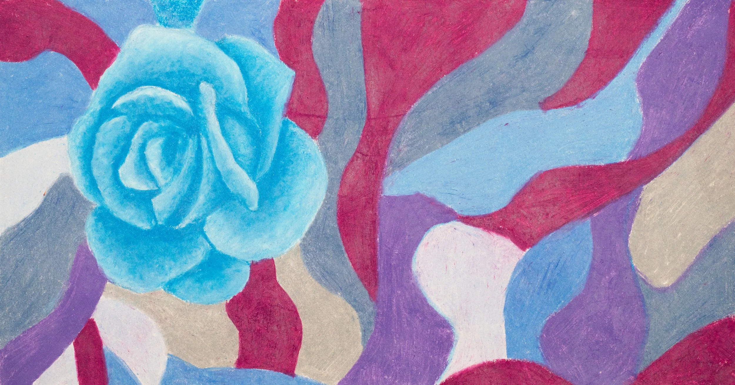 Blue Rose on Abstract (Colored Pencil) (Bookmark)