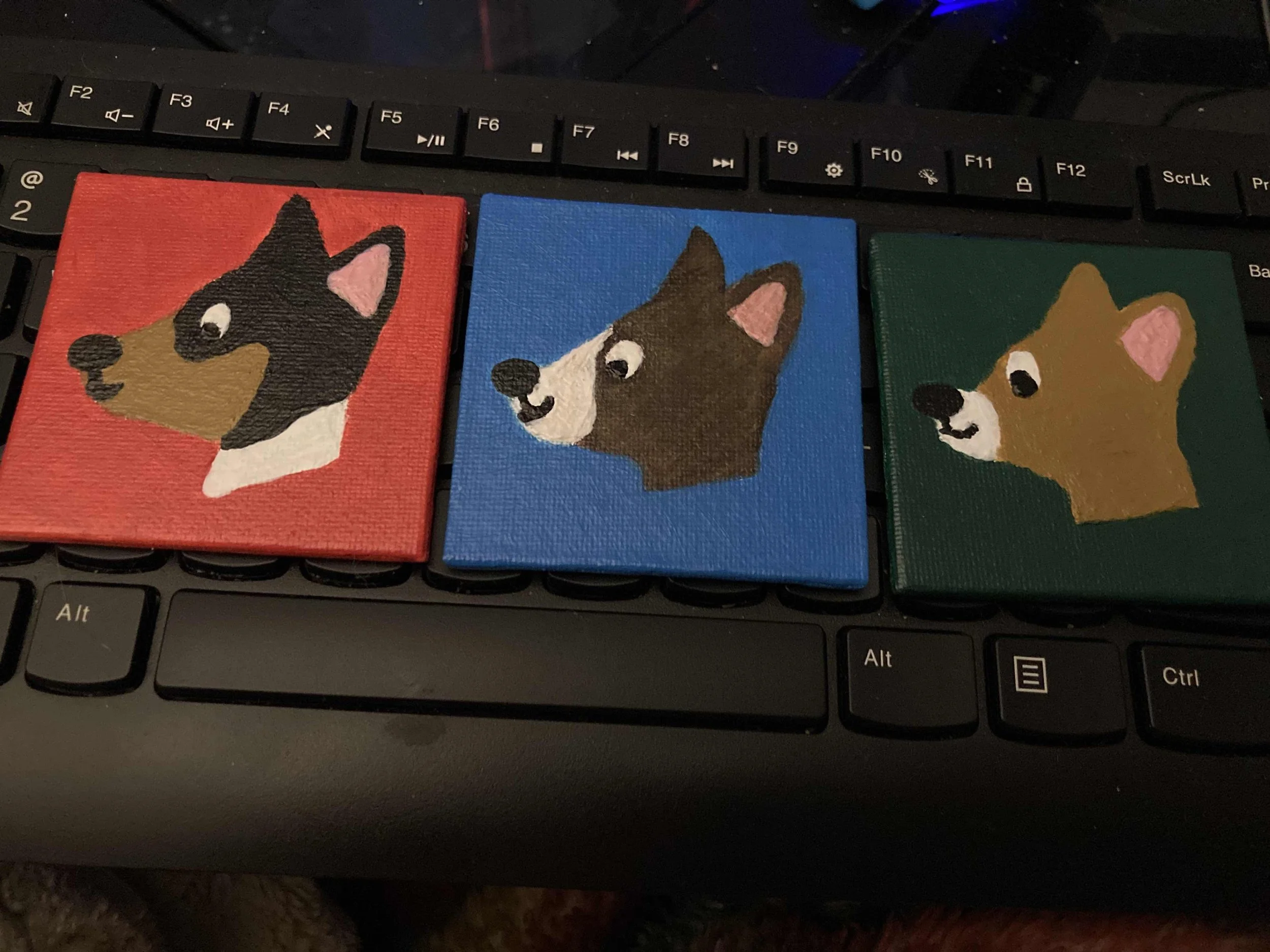 3 Basenjis - Bandit, Jag, Suzy (Acrylic on Magnets)