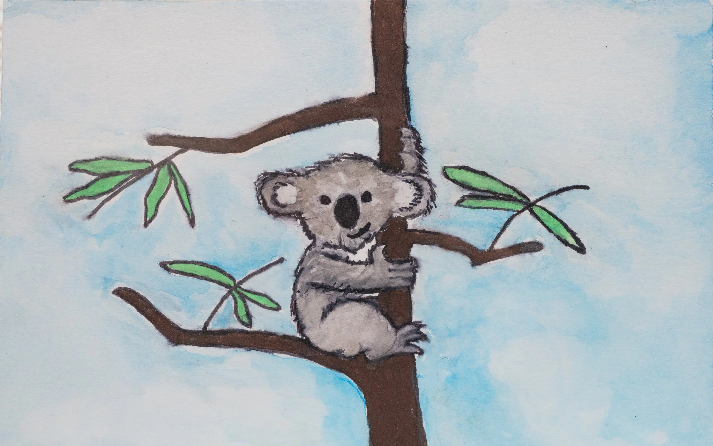 Koala on a Tree (Watercolor)
