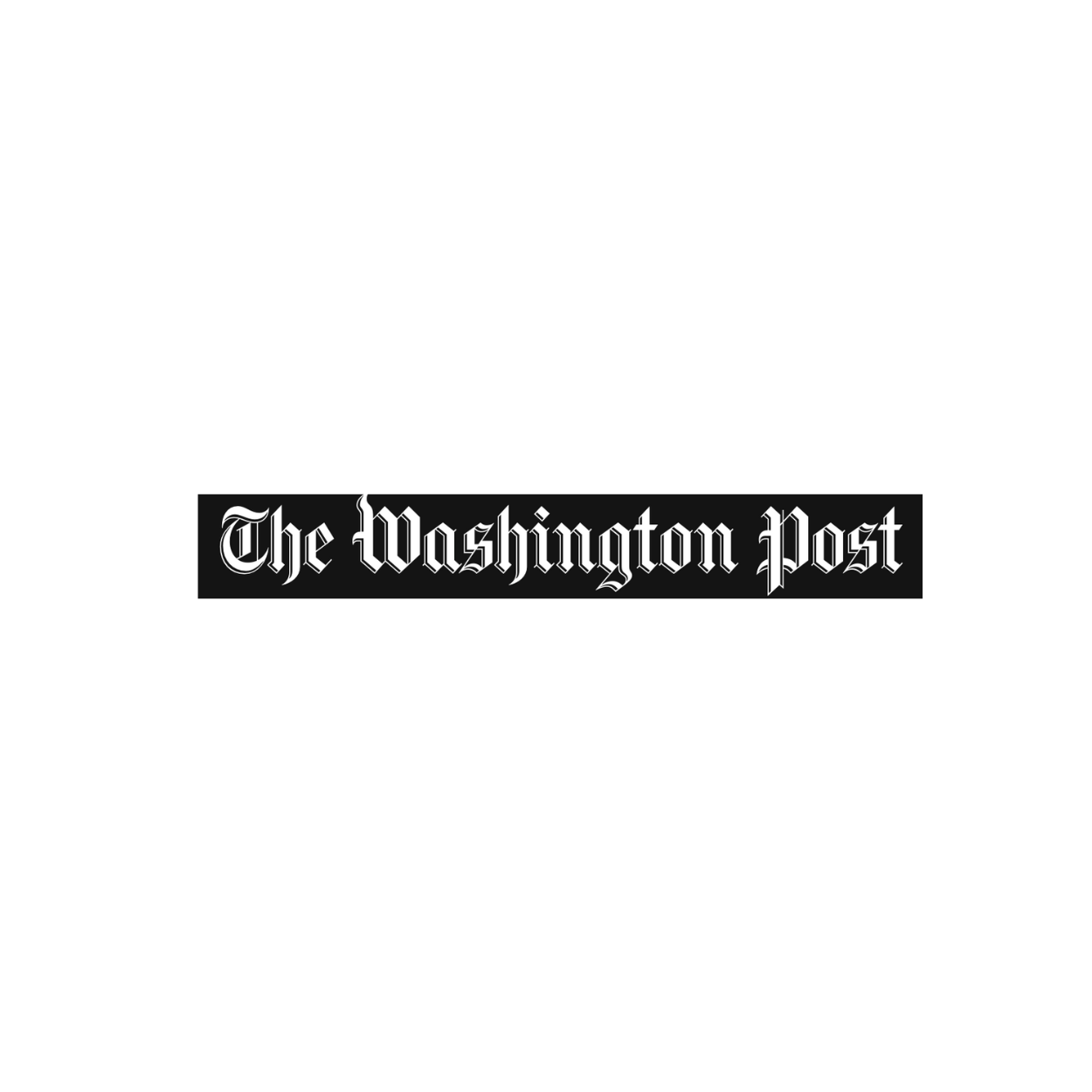 Black background with a centered logo of The Washington Post in Gothic font.