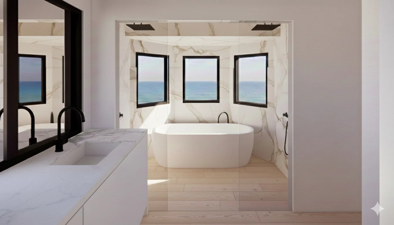 Digital Rendering - Ocean view primary bathroom