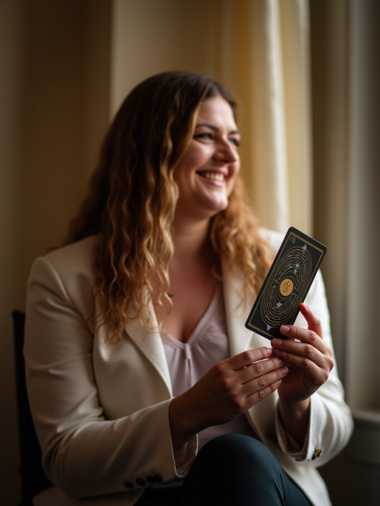 Anna Vogler bei der Legung von Tarotkarten.