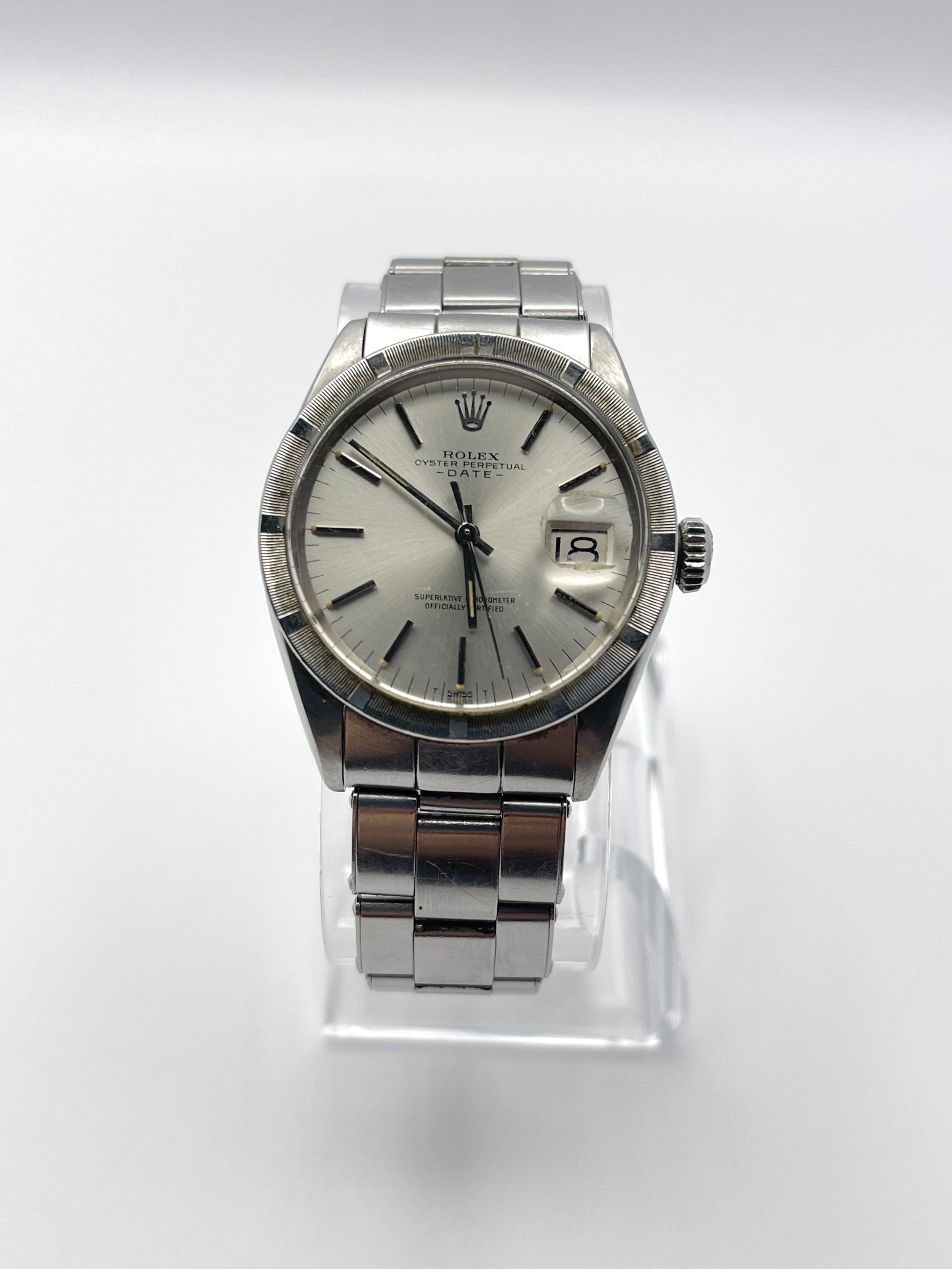 1970 Rolex Date 34MM 1501 with Engine Turned Bezel.