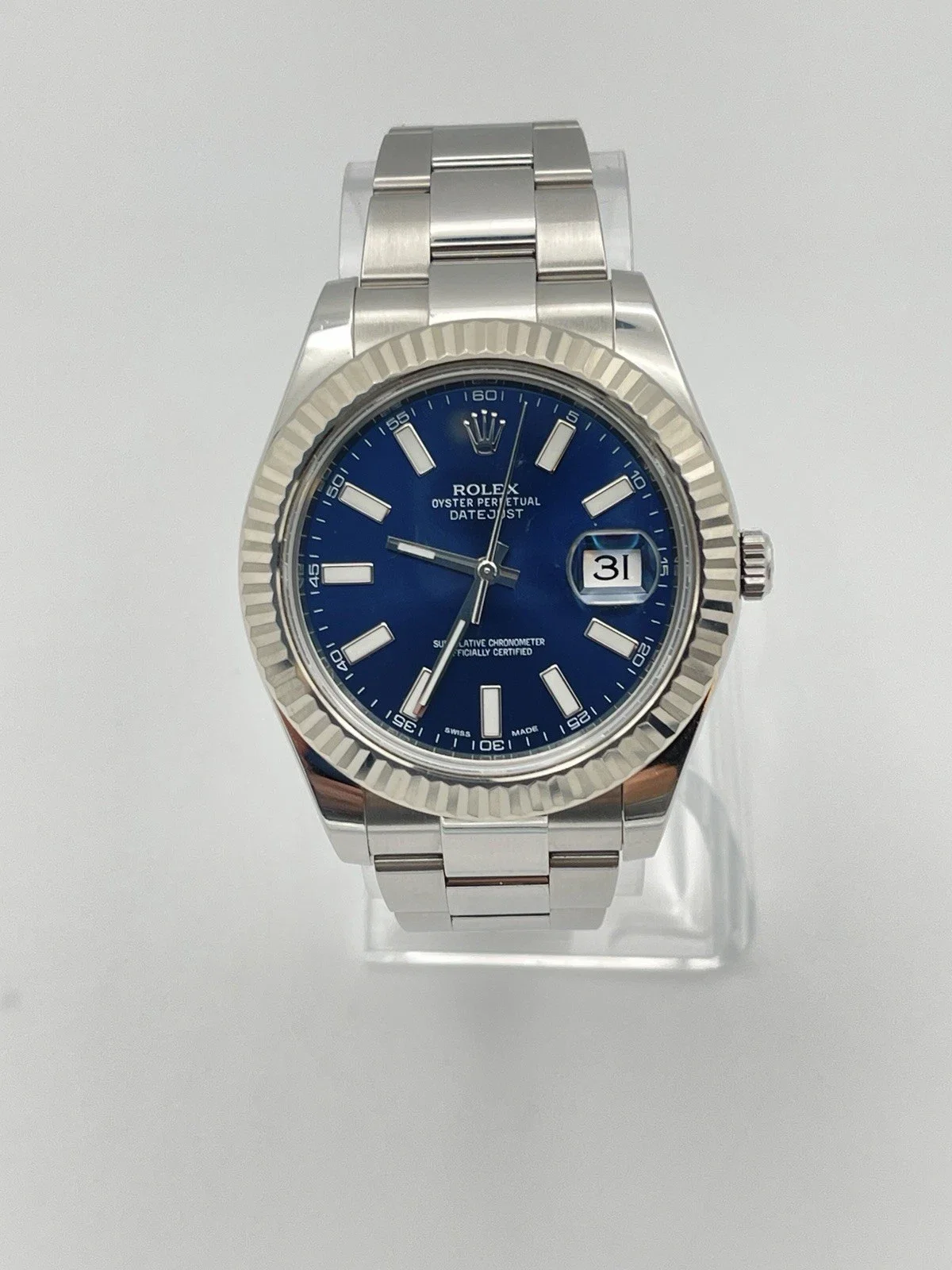 Rolex Datejust 41mm Blue Index Dial Oyster Bracelet 116334 Complete Set 2015
