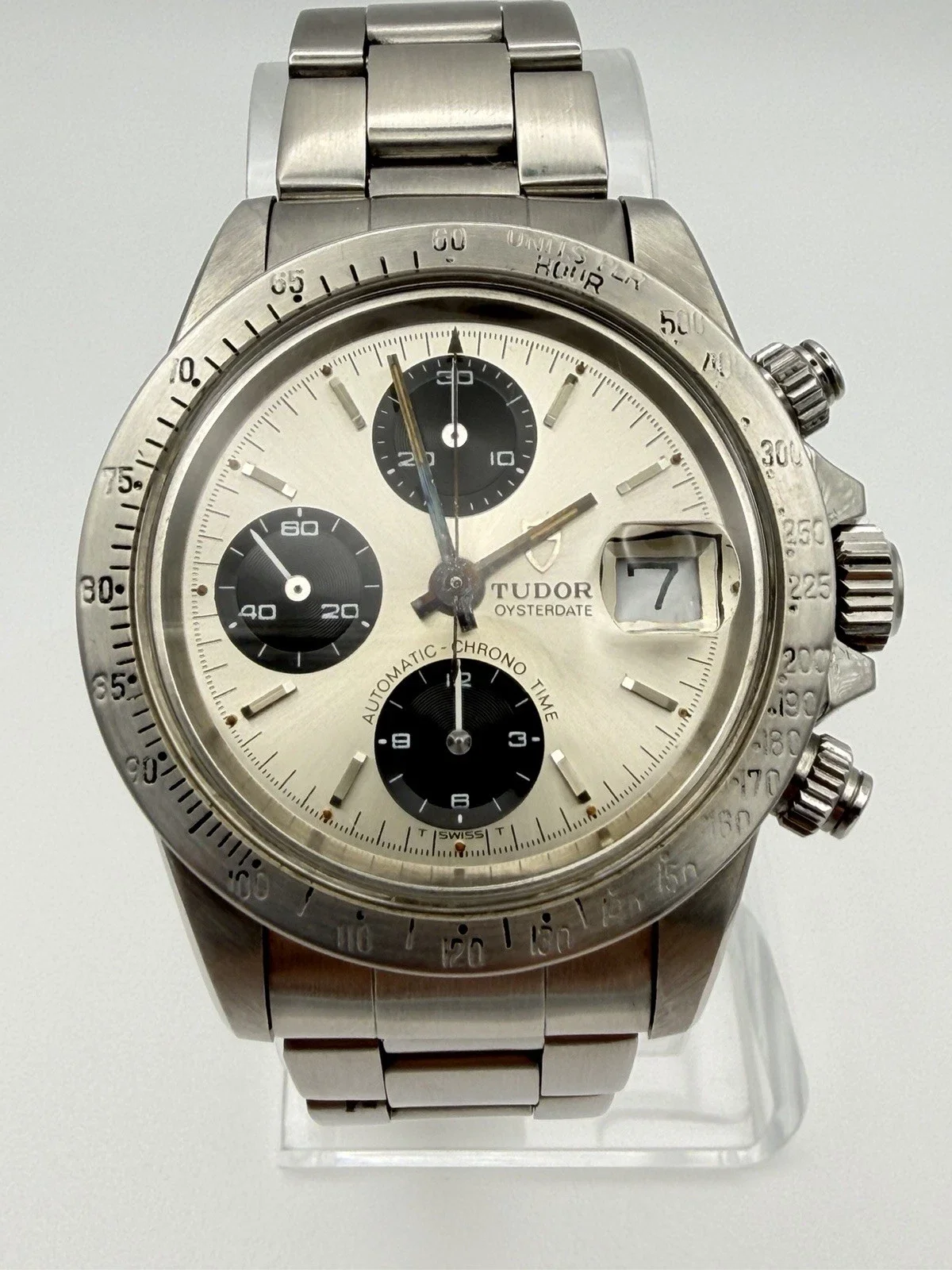 Tudor Prince Date Chronograph Big Block Silver 94300 40mm Steel Automatic Watch