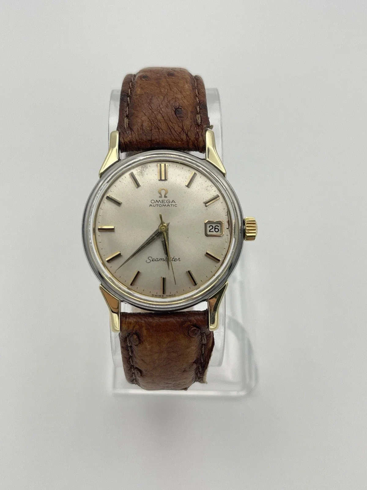 Omega Seamaster 166.010 Automatic Vintage Date Gold Plated Steel Mens Watch