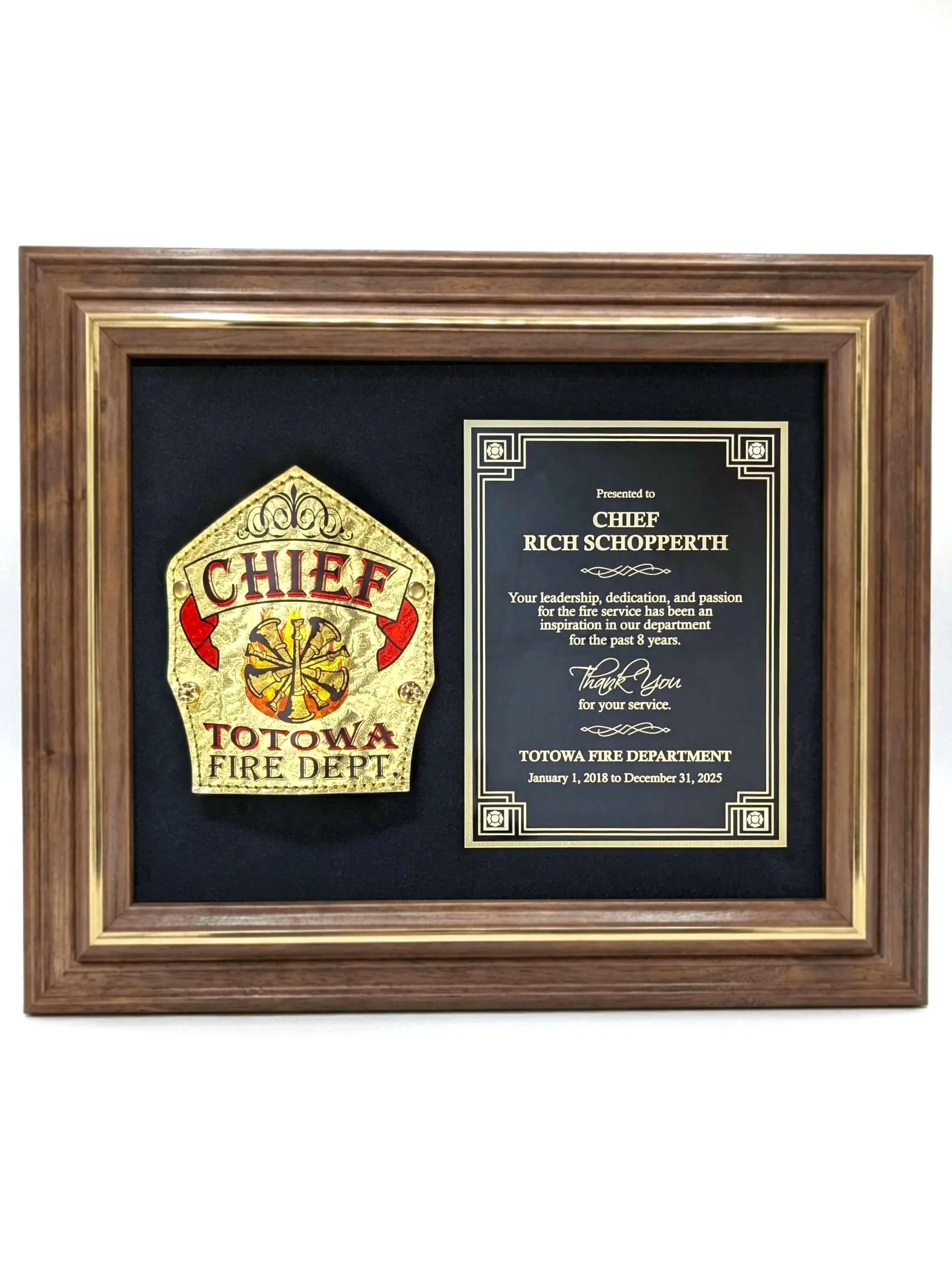 Framed Leather Shield Plaque