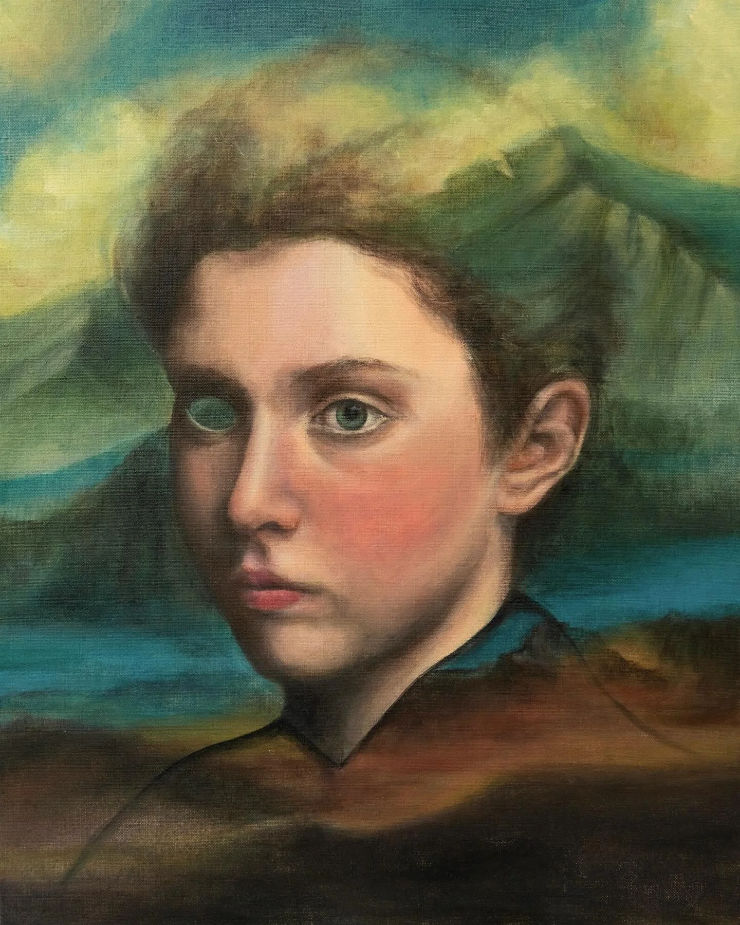 &lt;Gaze from Nature&gt;

The tranquility is in her eyes. 
2023, Acrylic on Canvas