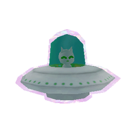 A cartoon owl inside a flying saucer on a light green background.