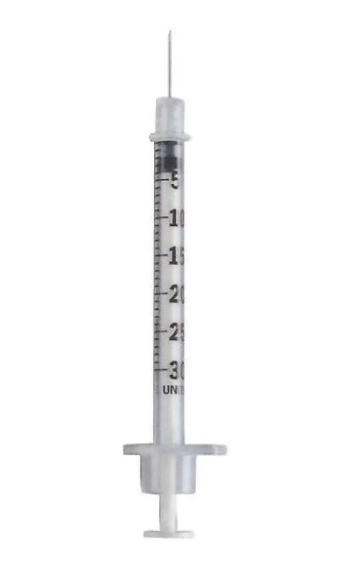 10 x 0.3ml 8mm x 30g Insulin Syringe and needles with alcohol wipes