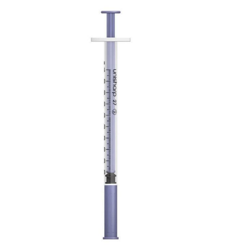 10 x 1ml 0.5 inch 27g Violet Uni sharp Syringes with alcohol wipes