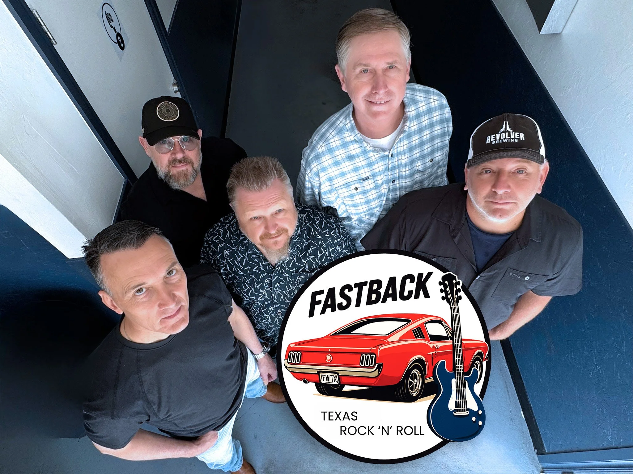 Fastback Rock 'n' Roll cover band Fort Worth Texas members Keith Hunter Ed Rogers Garren Bagley Andrew Conner Tim Daley