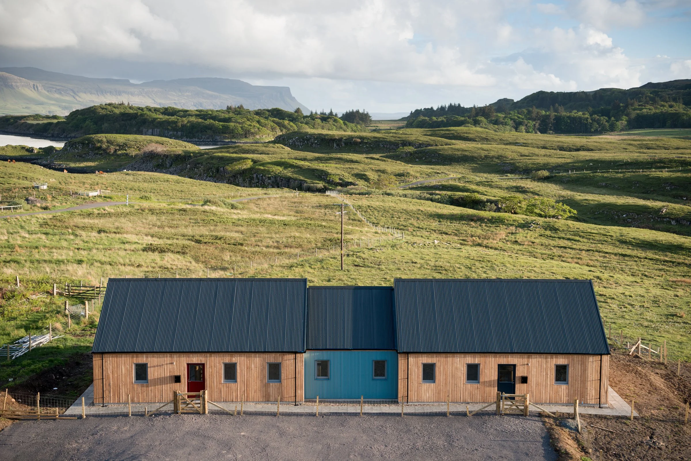 semi detached cottages, landscape